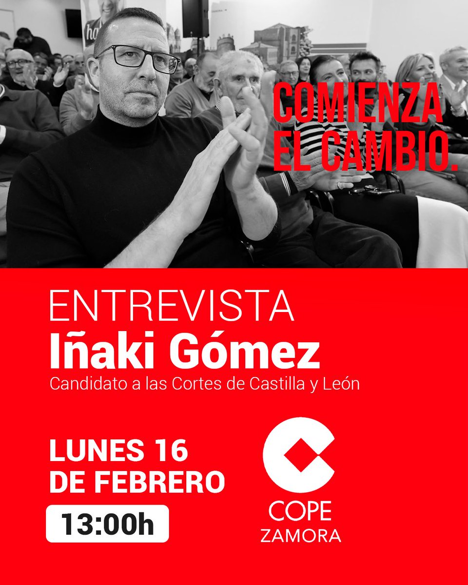 No te pierdas mañana la entrevista a Iñaki Gómez en <a href="/COPEZamora/">COPE Zamora</a> 

📻 A partir de las 13:00 h.

🔴 Síguela en directo aquí:
cope.es/emisoras/casti…