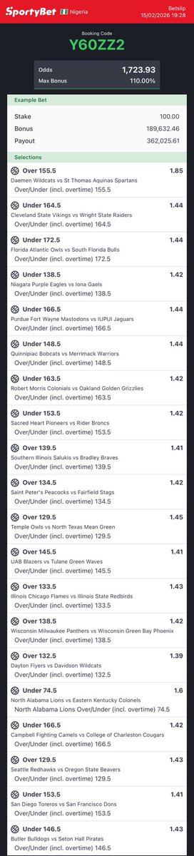 NCAA MIXED ACCA🏀🔞

Y60ZZ2 - 1.7k odds