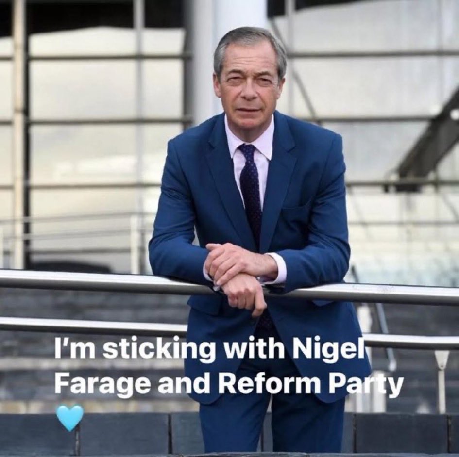 LondonReformist's tweet photo. I’M STICKING WITH NIGEL. 💪  

Reform UK is locked and loaded—leading the polls, crushing the uni-party, ready to govern and fix broken Britain.

No more excuses. No more establishment failures.

Give me a nudge—follow if you're with us! 🇬🇧🔥 #ReformUK #FarageForPM https://t.co/I7NN2IcXFK