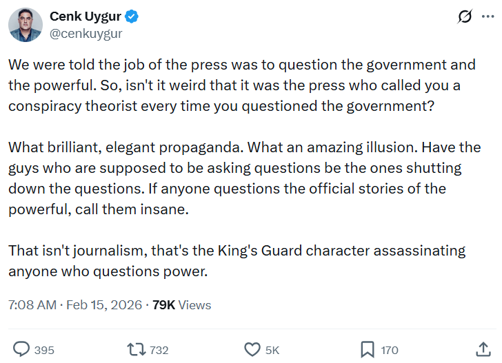 Holding power to account and asking difficult questions of governments are both vital in free democracies.

They are completely different to baseless conspiracy theories that merely help the powerful to delegitimise real accountability and lead some down a radical path.