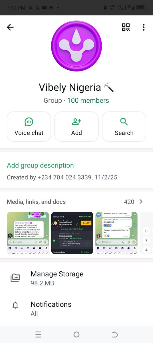 GodwinC01's tweet photo. @vibelyai Nigeria whatsapp community is getting stronger. We just reached 100 active Gvibe fam.
@MustacheTommy @cz_binance @BNBCHAIN @sriram2702 https://t.co/W6nf9Ahte0