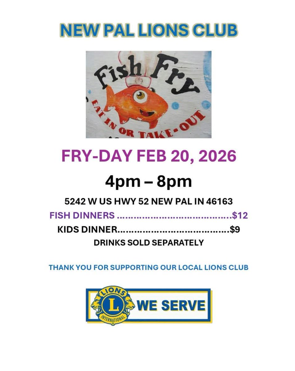 AllPetCrematory's tweet photo. Fish Friday Friends! Come out and get some fresh fried fish this Friday, February 20th 4pm to 8pm New Palestine Lions Club https://t.co/yVYnupp57N