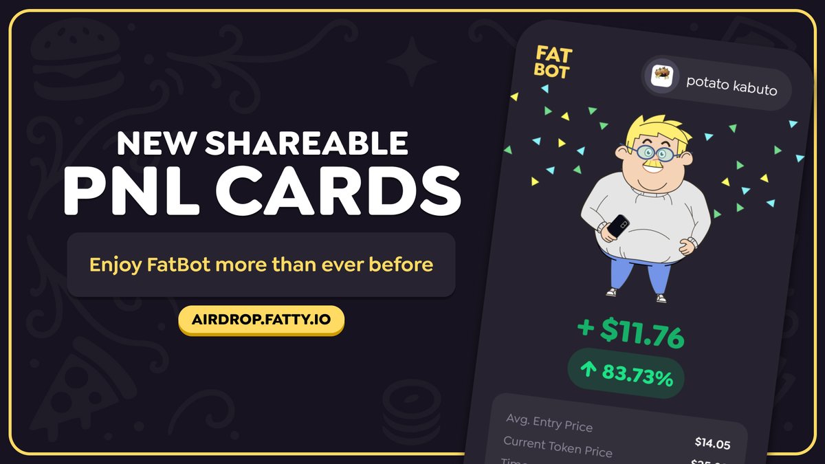 fatty_io's tweet photo. 🔥 Share your wins with Shareable PnL Cards!

Turn your successful trades into clean, shareable performance highlights 📈

#FATTY #FatBot #PnL https://t.co/cjWLWltyFA