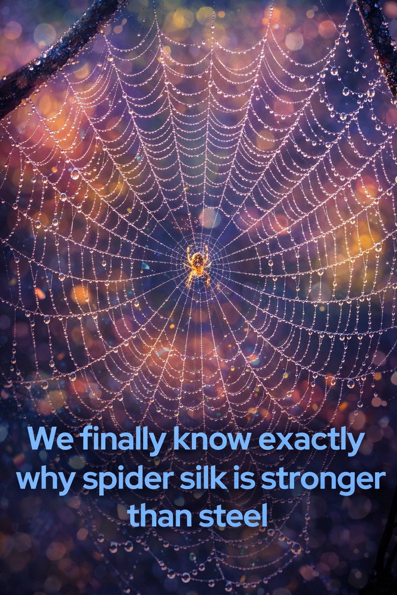 Scientists have finally uncovered what gives spider dragline silk its remarkable strength and flexibility.

For years, researchers struggled to reproduce this natural material, which is stronger than steel by weight, tougher than Kevlar, and yet highly elastic. While its chemical
