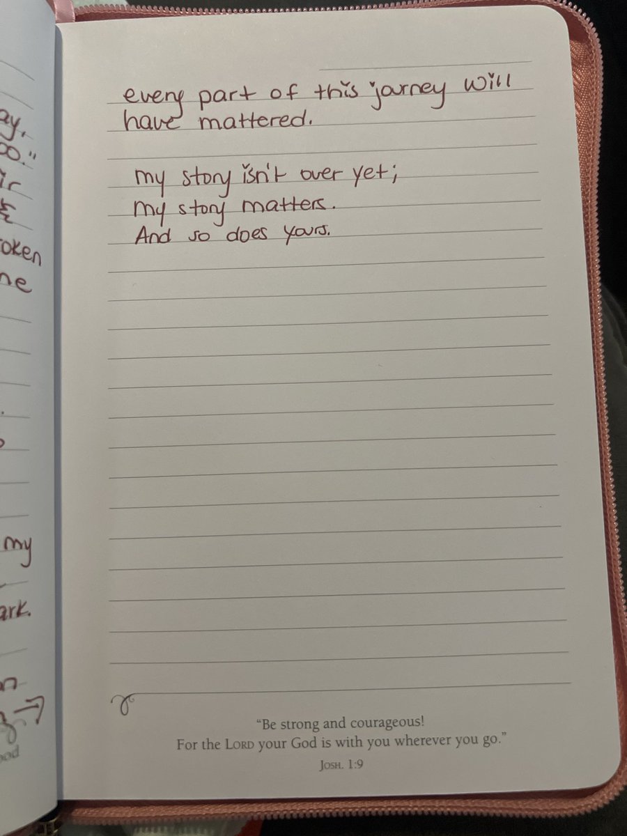 Wrote this today and thought I’d share it here:

Sunday, February 15th

I want my story to matter. I want people to look at me and say, “if she made it… maybe I can too.”

I want someone who’s sitting in their darkest moment to see my story and whisper, “maybe I’m not too broken