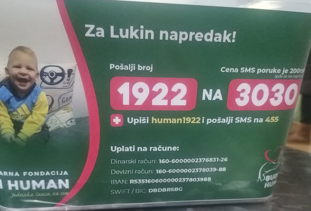 Ajmo društvo, SMS, RT, ko šta može za malog Luku. 🤷‍♂️