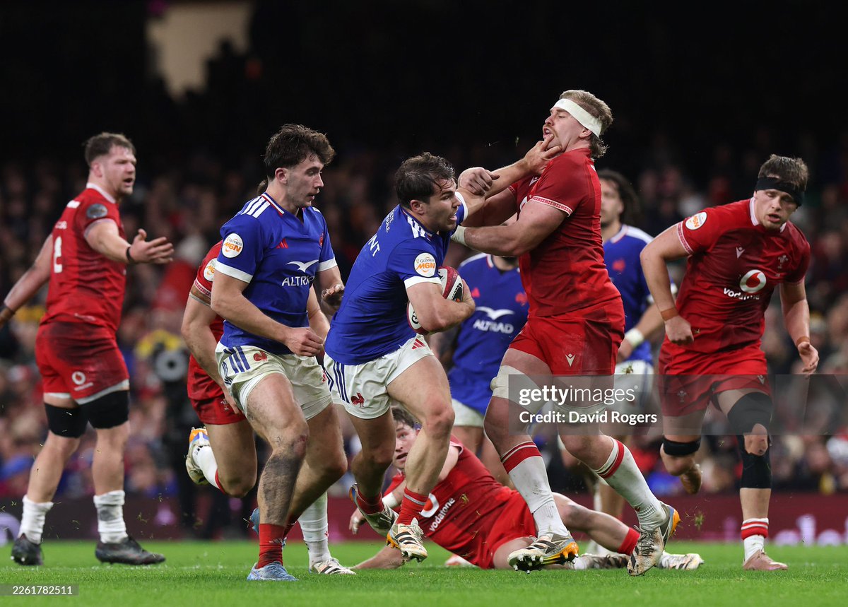 GettySport's tweet image. Theo Attissogbe of France scores his team's fifth try during a 54-12 victory over Wales as part of the second round of the Guinness Six Nations 2026 at Principality Stadium in Cardiff, Wales. 📸:  Dan Istitene, David Rogers #6Nations #FRAWAL #Rugby #SixNationsRugby
