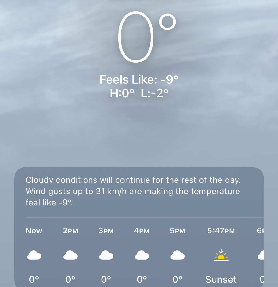 i’m sweating when i walk outside, what kind of weather is this im used to -30