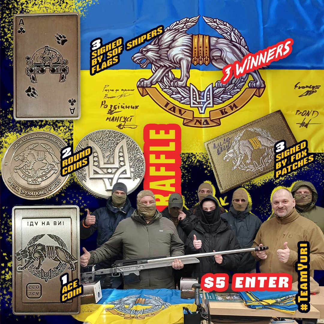 MapleSyrupF's tweet photo. ✨Special Raffle for Special Forces✨
3 Winners, each of whom receives:
🪙a SOF coin 🇺🇦a SOF flag signed by snipers
🐺a SOF patch signed by Foxy🦊
🎟️$5 🗓️Feb 22
💳https://t.co/c4s6BiTIG0 https://t.co/Iq4xeH4BH1