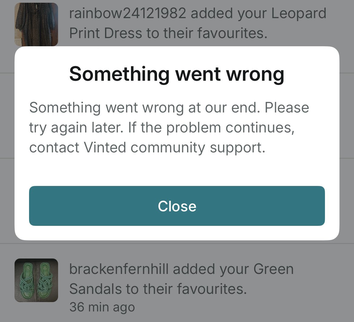 SairaConnolly's tweet photo. This message keeps appearing when I click to offer a new price after someone has favourited my items. Anyone else having problems? Very annoying ☹️ @vintedUK https://t.co/jrqOhM6yFt
