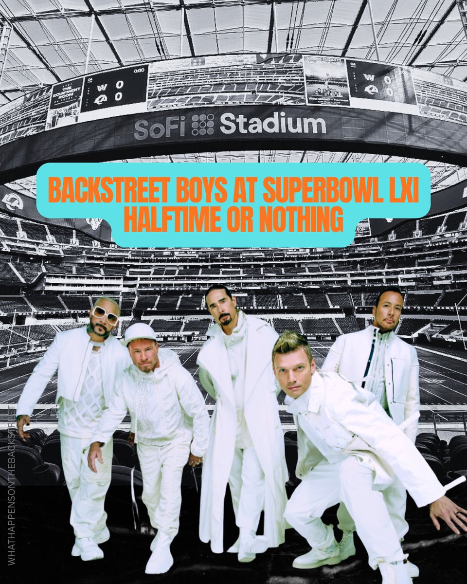 WHOTheBckstreet's tweet photo. There are 53 Sundays and 364 days between now and #SuperBowlLXI and it’s been a loooonggg time since @backstreetboys fans have had a mission 😌 

We’ll be posting every Sunday on Instagram asking the NFL for their consideration in #BSBHALFTIME - Join us! https://t.co/3cQhVSte9s