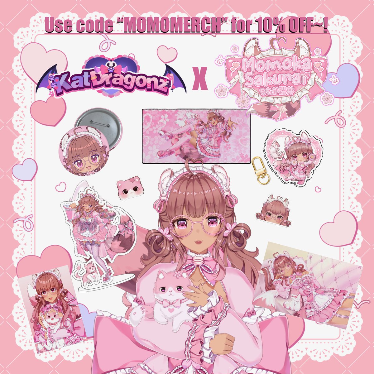 🐾🩷 𝗠𝗢𝗠𝗢𝗞𝗔 𝗦𝗔𝗞𝗨𝗥𝗔𝗜 𝘅 <a href="/KatDragonzShop/">KatDragonz | Merch Hub</a> 𝗠𝗘𝗥𝗖𝗛 𝗗𝗥𝗢𝗣 🩷🐾

I’m delighted to annyounce my pawrtnership with the lovely KatDragonz team~! 🎉 It’s thanks to them that my merchandise is available once again! 🌸🐱🎀

Use code MOMOMERCH for 10% OFF your purrchase❕✨