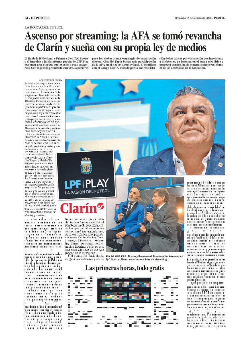 La guerra AFA-Clarín y la censura de Perfil

Por 1ra vez en los 10 años que llevo trabajando en Perfil me levantaron una nota de cuajo, incluso cuando la edición ya estaba impresa. Fue por una orden directa del dueño, Jorge Fontevecchia. 

Libertad de expresión y coso 👇 👇