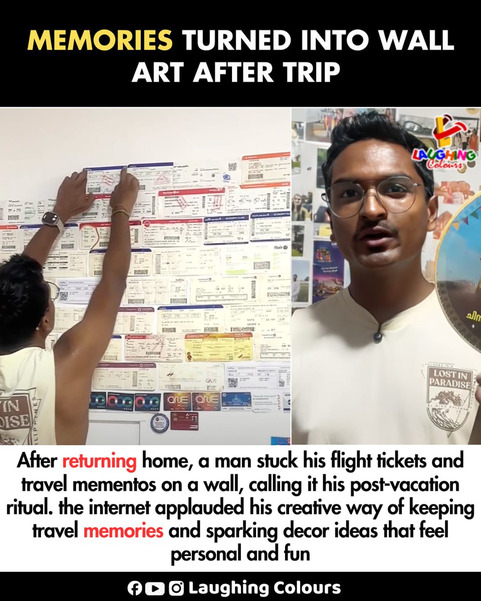 LaughingColours's tweet image. Travel tickets wall idea ✈️

#fblifestyle #TravelMemories #HomeDecor