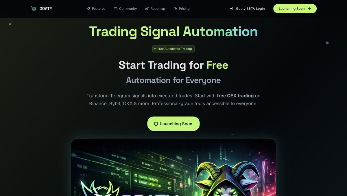GoatyAgent's tweet photo. Website is officially online!!! ๐๐๐
"If this becomes the default โsignal copilotโ, iโm not fading!"
Goaty Admin
#BTC #Crypto #Telegram #memecoin #TradingBot #GOATY #GoatyAgent
https://t.co/dTqXhYrHHf