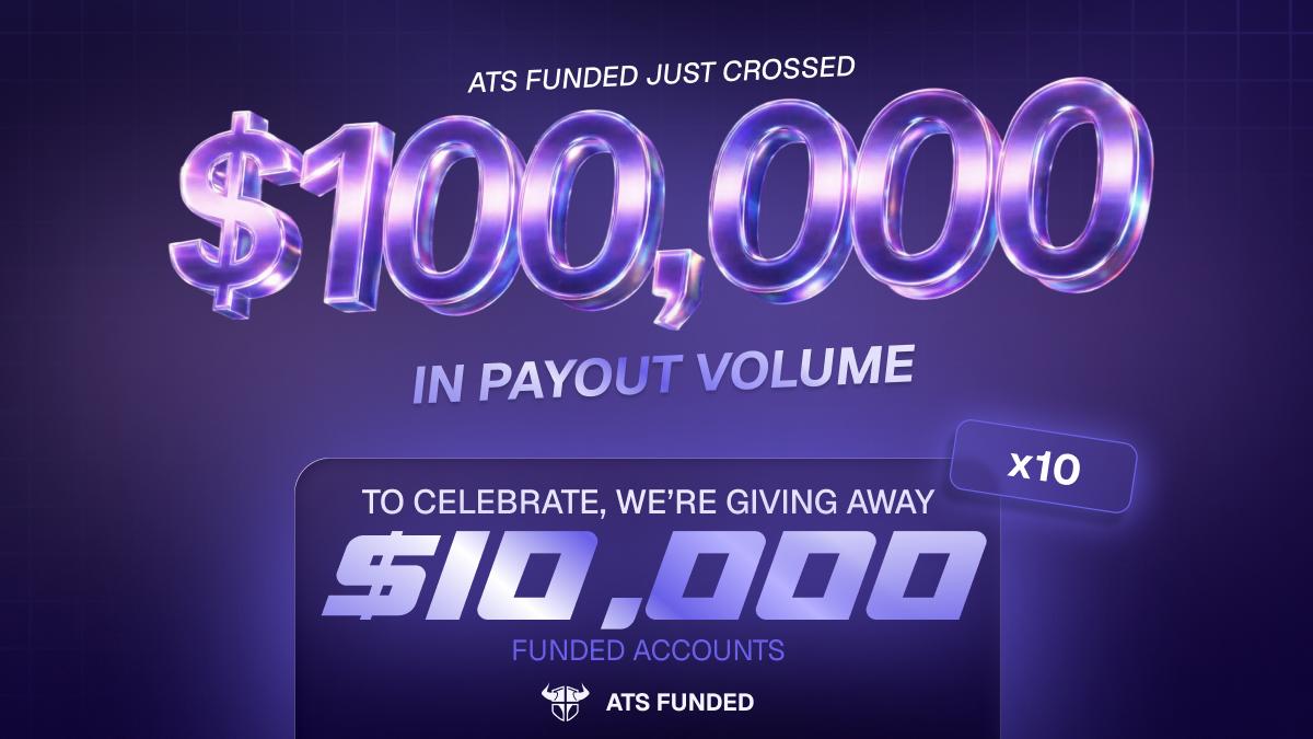 10 x $10K ATS funded accounts giveaway

to celebrate over $100k in payouts to traders in just two months, they're giving away $100k in funding;

to enter: ⬇️

- sign up at app.atsfunded.com
- follow <a href="/atsfunded/">ATS Funded</a> <a href="/propfirmsplaza/">Prop Firms Plaza</a>
- post proof in the comments
- RT the post below