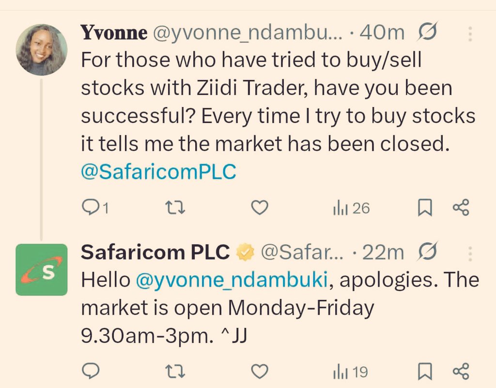 kenyan_son1's tweet photo. Nairobi stock Exchange,@NSE_PLC should seriously consider opening markets just the way banks do. If possible on the minimum,open from 8 am to 4:30 pm to allow meaningful trading . 9:30am  to 3:30pm belong to 1995. This is 2026!.@CMAKenya  take note. @SafaricomPLC  push https://t.co/qennXvMVxy
