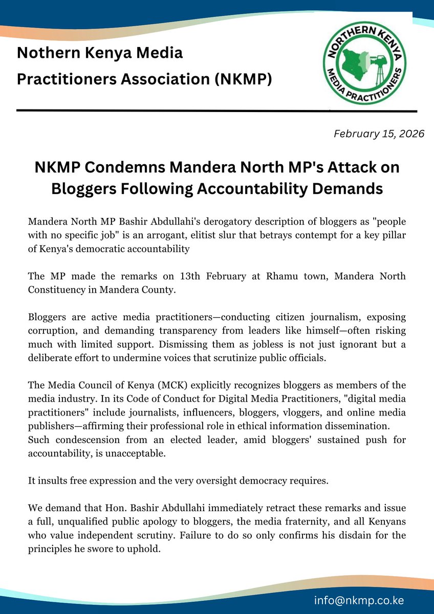 Northern Kenya Media Practitioners (NKMP) tweet media