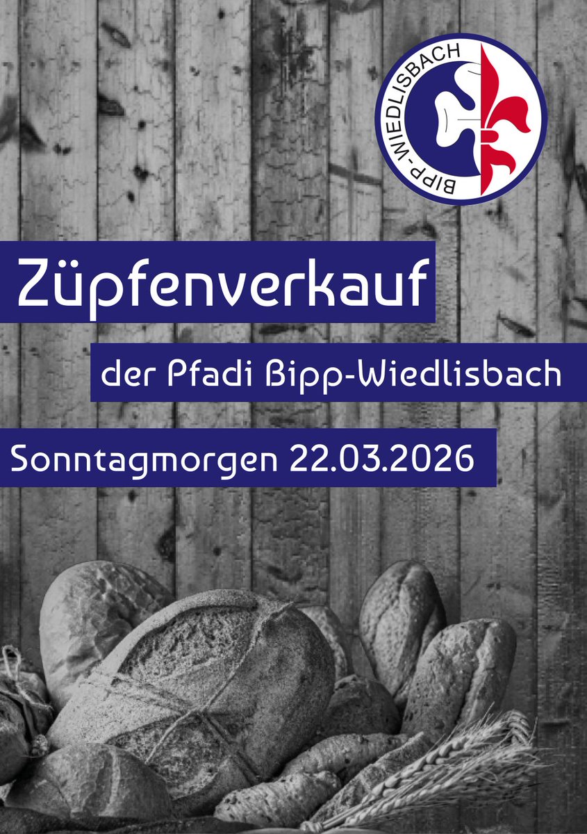 PfaBippWbach's tweet photo. Züpfenverkauf am 22.03.2026
Sonntagsfrische Züpfen direkt nach Hause geliefert!
Bestellung unter https://t.co/hQzSiaylLr https://t.co/IOZkJOrKh7