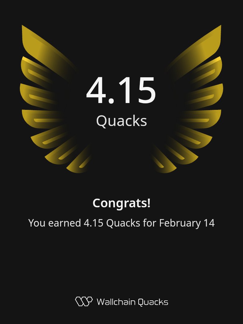 Aaand GM CT and web3!

Yesterday I earn a massive amount of Quacks (again)
Just speaking fact about <a href="/wallchain/">Wallchain Quacks</a> and about infofi or web3 or just crypto 
Not many long tweet
Not massive reply
Not teying to make every post/reply quality
Just being myself and speaking truths