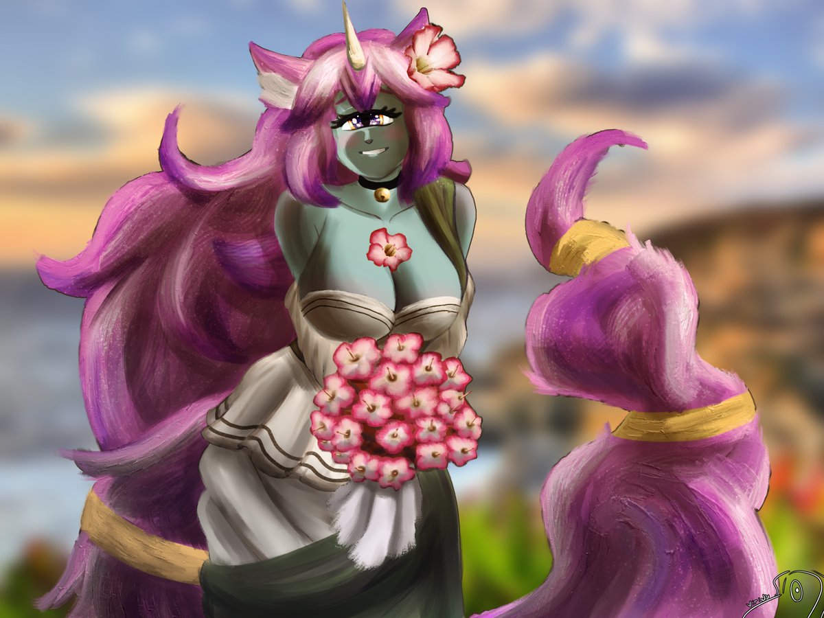 Regalito para <a href="/Fuwiita/">Fuwita</a> . La idea es que el vestido fuera tipo griego, pero con todo y el ramo de rosas del desierto, pareciera que la dibujé con vestido de novia XD.

Espero que te guste Fuwitaaaaaaa!!