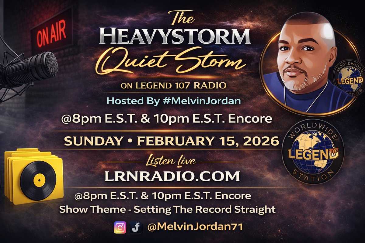 Tonight On ##Legend107Radio 
#TheHeavystormQuietStorm 
Showtime 8pm EST &amp; 10pm EST Encore 
Link To Listen : LRNRadio.com