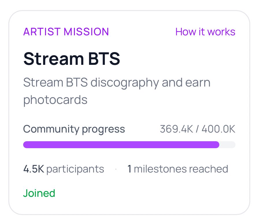 mxcharts's tweet photo. Misiones Especiales: Stream a BTS

ARMY, únanse a las misiones de stream a #BTS en el sitio de BCD💜

Cada 20 streams a la discografía grupal podrás ganar un sorteo.

Los sorteos se desbloquean cuando la comunidad alcanza las 200k reproducciones totales. Cada sorteo te dará una photocard aleatoria.

https://t.co/dBx7PqqEYA