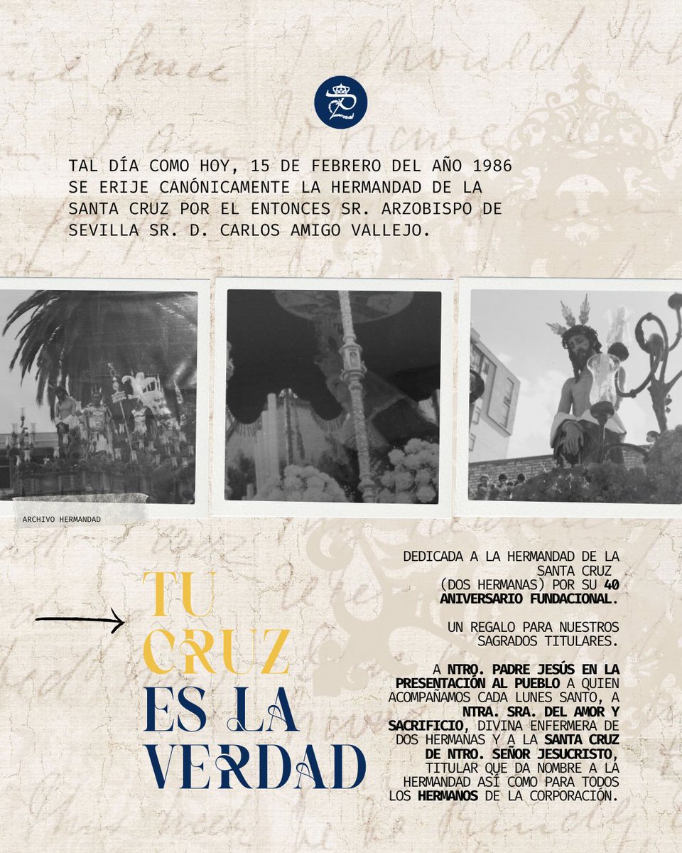 𝐓𝐮 𝐂𝐫𝐮𝐳 𝐞𝐬 𝐥𝐚 𝐕𝐞𝐫𝐝𝐚𝐝, de Jesús Barrera Ríos quien vuelve a componer para nosotros tras la incorporación de L’Azar. está dedicada a nuestra <a href="/SantaCruzDH/">Hdad. Santa Cruz</a>.