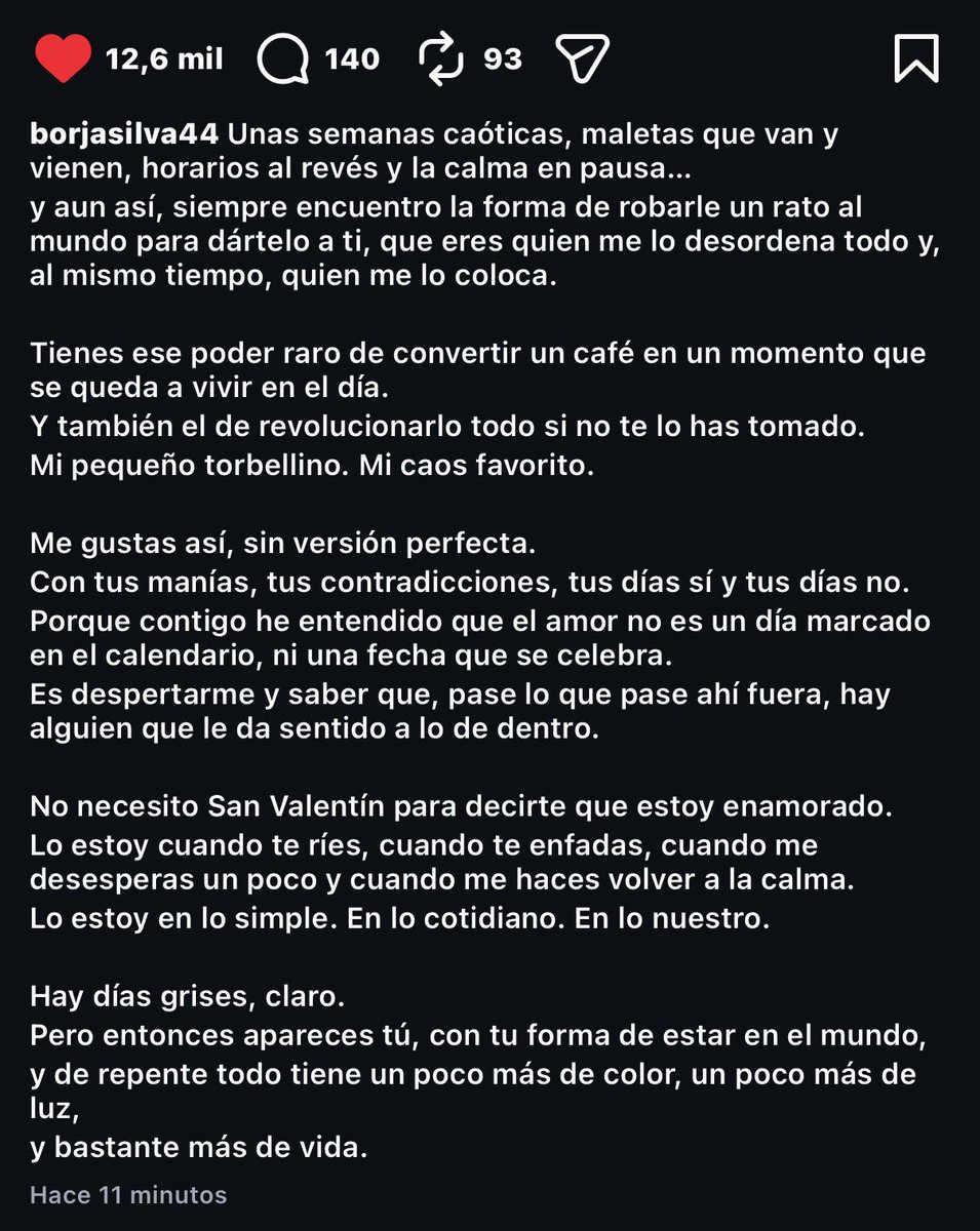 Maarcos016_'s tweet photo. “Hay días grises, claro. Pero entonces apareces tú, con tu forma de estar en el mundo y de repente tiene todo un poco de color, un poco más de luz y bastante más de vida”

Joder qué bonito es Borja🥹❤️ https://t.co/BnfIkqa0yD