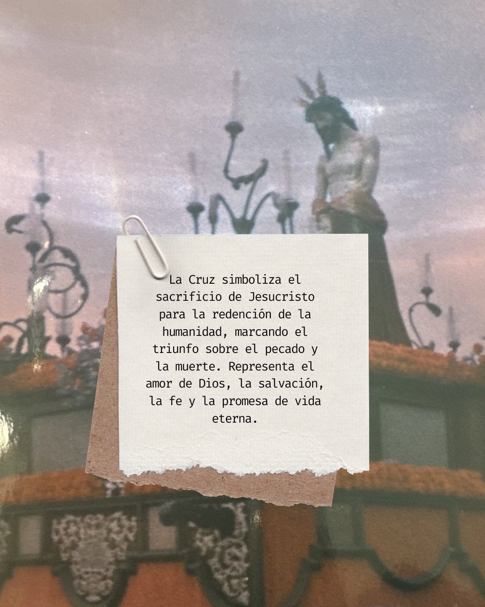 La Cruz simboliza el sacrificio de Jesucristo para la redención de la humanidad marcando el Triunfo sobre el pecado y la muerte. Representa el amor de Dios, la salvación, la fe y la promesa de vida eterna. 

La Cruz es la Verdad que nos une a todos.
