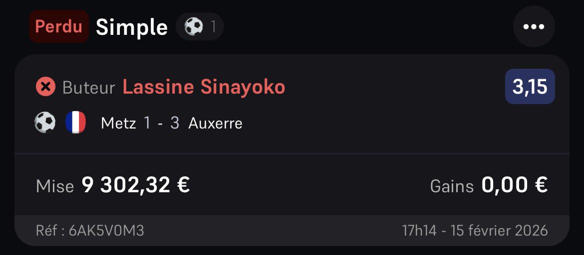 Là c’est ridicule… <a href="/WinamaxSport/">Winamax Sport 🔞</a> 

Deux buts de Sinayoko, les deux corrigés des dizaines de minutes après en CSC 😂

À quel moment celui-là c’est vraiment un CSC ? ❌

Vous reprenez l’argent 30 minutes après le match… un « geste commercial » ne serait pas légitime ici ? 😶🙏