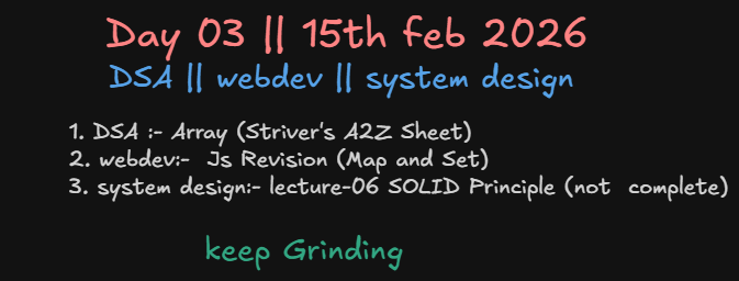 mridulvai46's tweet photo. -Day 03 progress.    
🫤Not very productive today.
-Back at it tomorrow.  

#100DaysOfCode #connection #DSA #WebDev #LLD https://t.co/PxH6EUWP5D