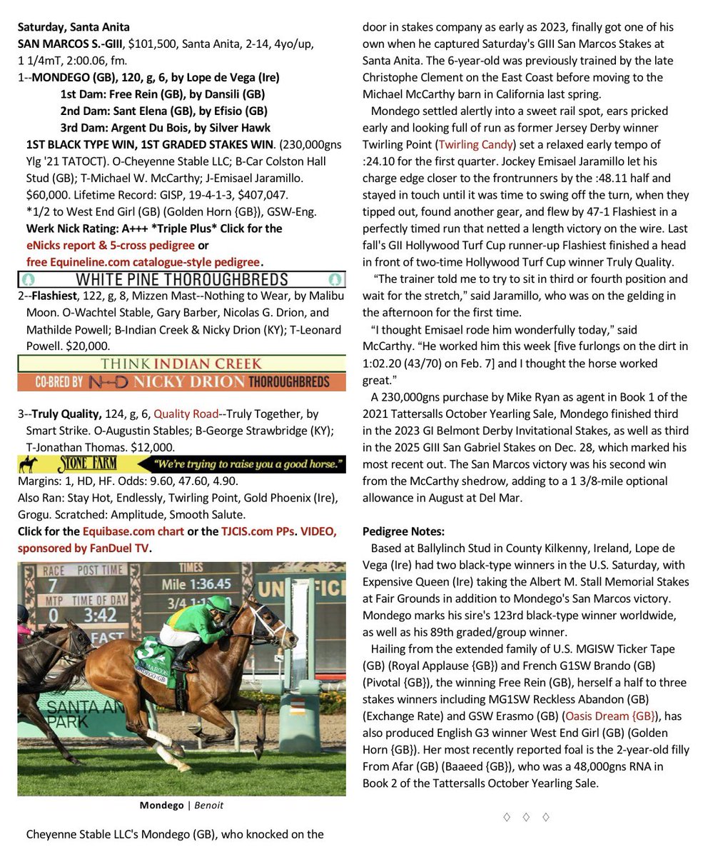 WhitePineTB's tweet photo. Congrats to MONDEGO on his first stakes win! https://t.co/0l8vha7I7z