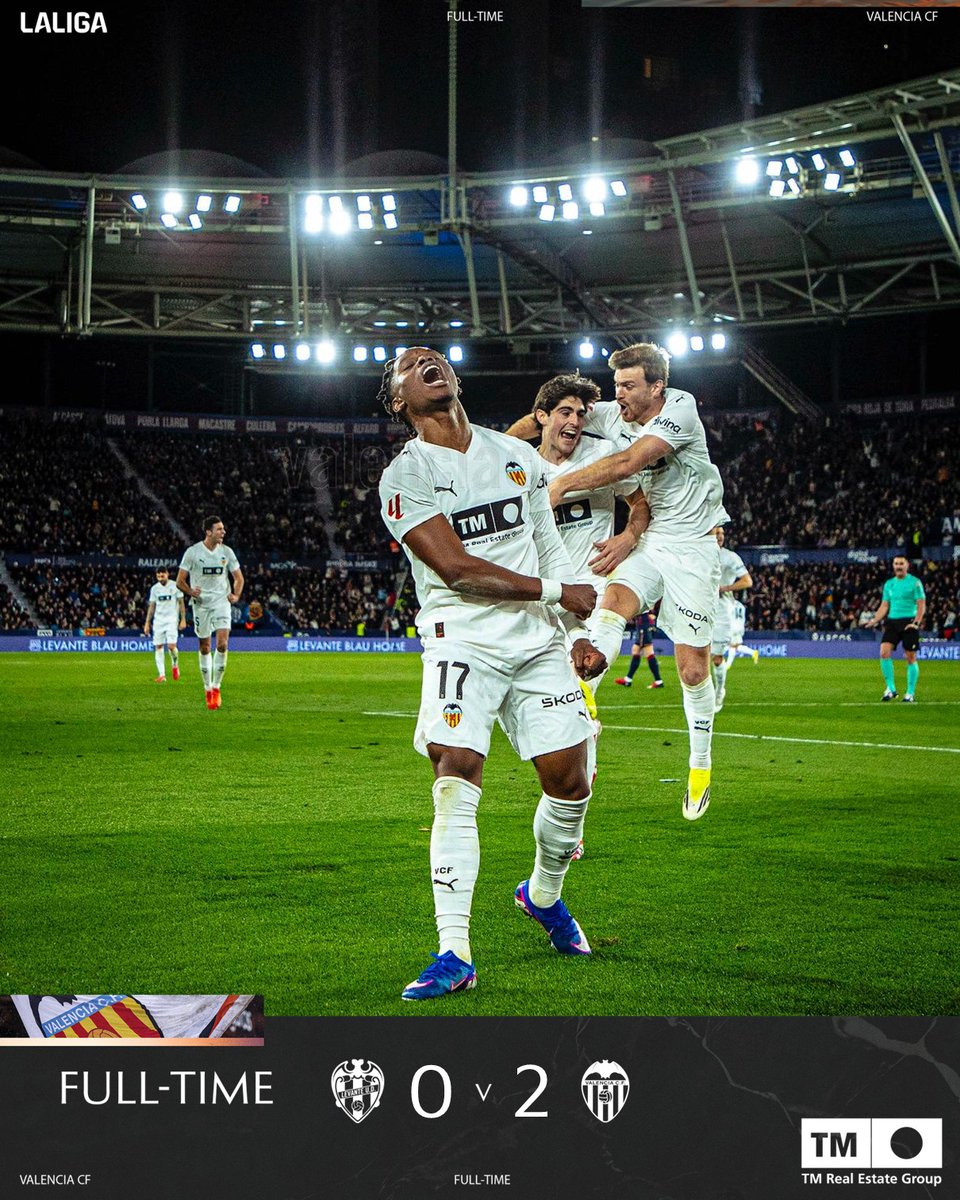 #LevanteUDValencia

⚽ 0-2 | ¡FINAAAAAAAAAAAAAAAAAL DEL PARTIDO!

El <a href="/valenciacf/">Valencia CF</a> suma los tres puntos en el Ciutat de València. AMUNT! 🦇

#ADNVCF