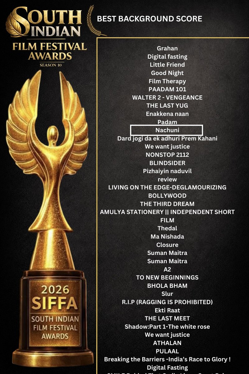 deb_g's tweet photo. I'm happy to share that for the 3rd time I got selected as a WINNER - 10TH SOUTH INDIAN FILM FESTIVAL AWARDS for my debut Documentary "Nachuni" .

It has been recognised in the below categories : 
Best Producer, Cinematography, Director ,Screenplay , Editor etc.. https://t.co/miDDEx8z5M