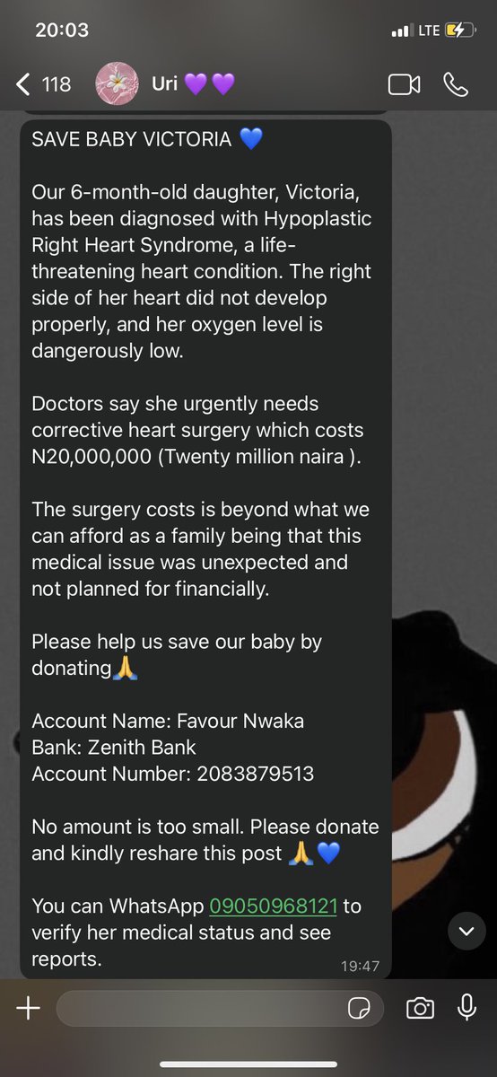 faefunes's tweet photo. SAVE BABY VICTORIA 💙

Victoria (6 months) has Hypoplastic Right Heart Syndrome and urgently needs corrective heart surgery costing ₦20,000,000

Please help by donating and sharing

Account Name:Favour Nwaka
Bank:Zenith Bank
Account Number:2083879513
@aproko_doctor @iamrenike https://t.co/IFEsnhHKUy