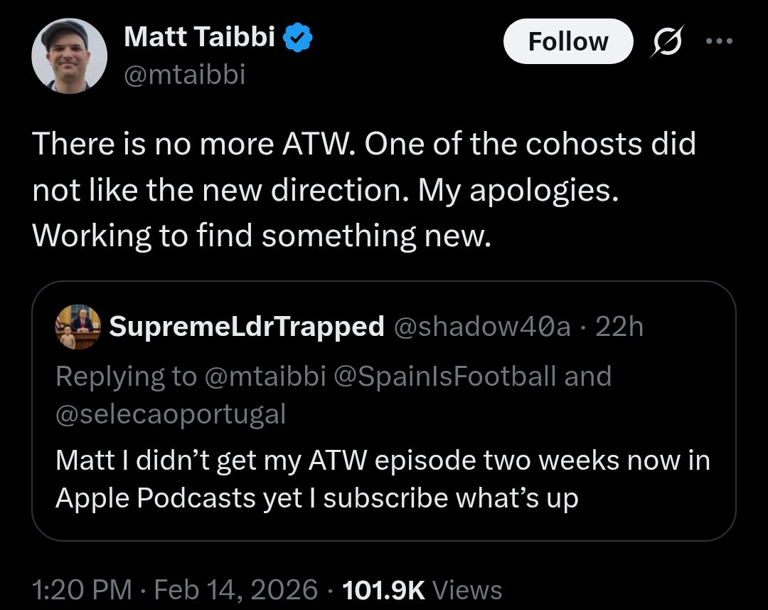 PostLeftWatch's tweet image. Look at this passive-agressive shit. "One of the cohosts" there were two people and you were one of them. Just say Walter Kirn you wuss.