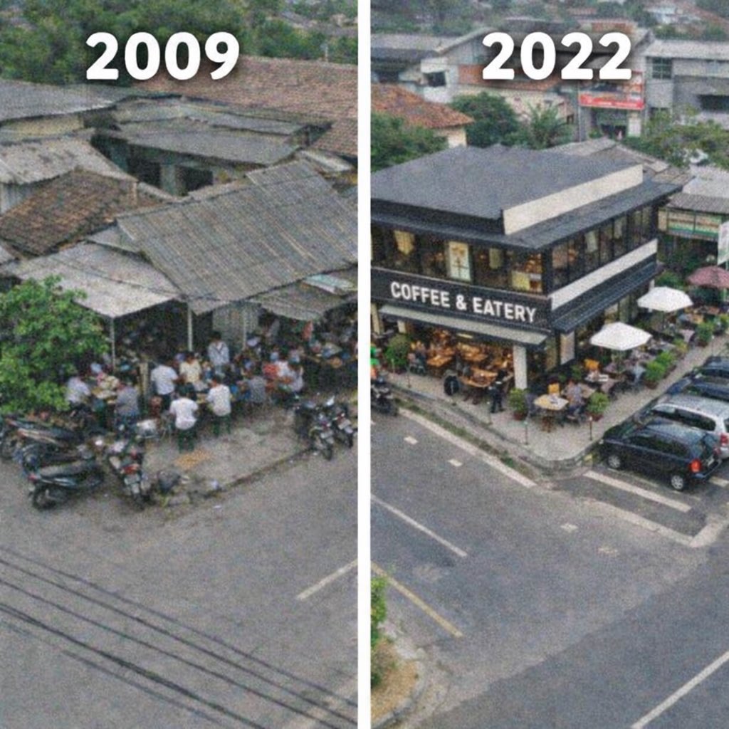 Dulu, tiap sore gue sering lewat perempatan ini.

Ga ada yang istimewa sebenernya.
Cuma warung kopi kecil, bangku kayu, bapak-bapak duduk duduk sambil rokok an. 
obrolan ngalor ngidul ga jelas arahnya.

Dateng kesitu cuma buat berhenti karena capek seharian butuh hiburan..