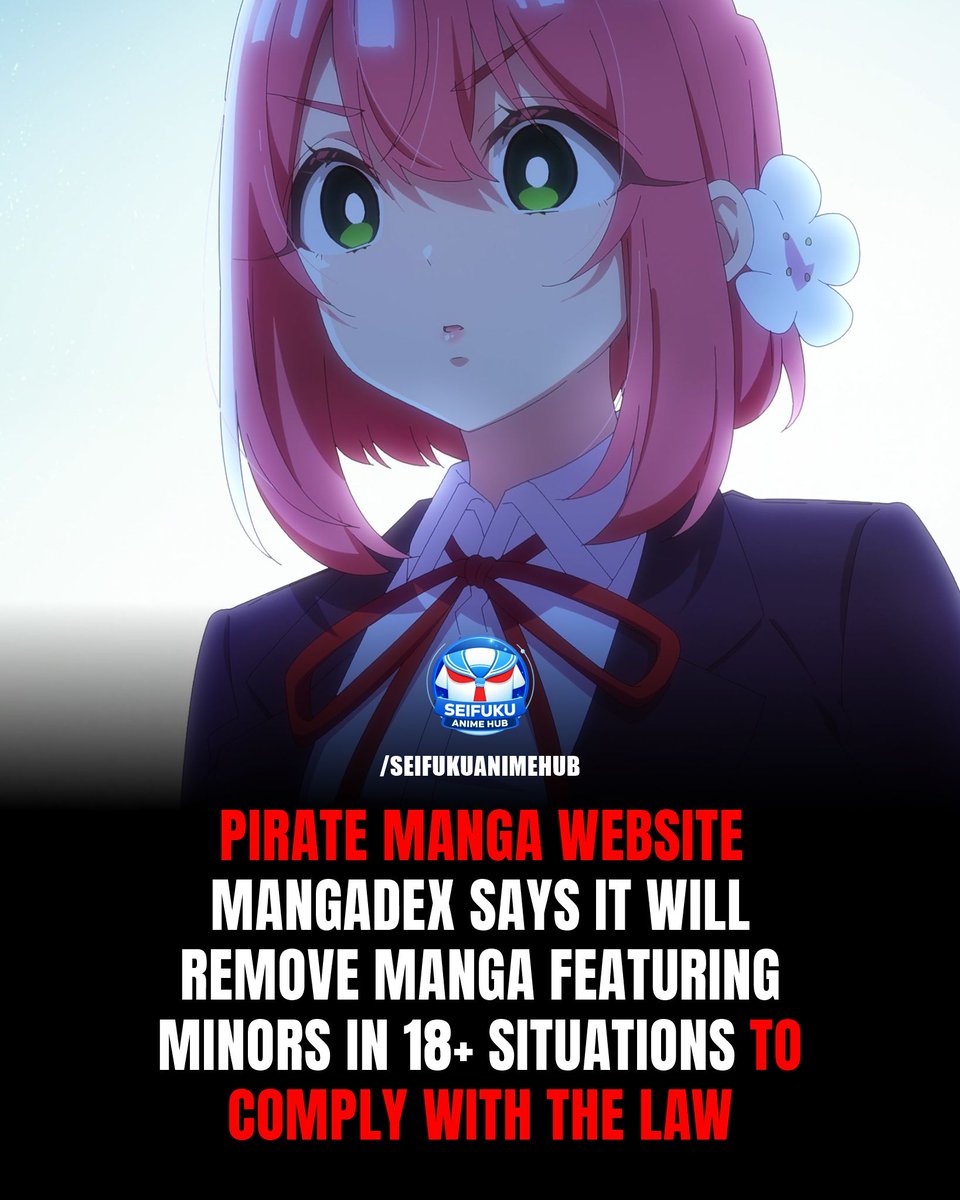 The pirate manga site MangaDex announced that it will remove manga that depict underage characters in 18+ situations in order to "comply with the law," and said that anyone looking for that kind of content should go to another site.

Reactions have been negative, with many users