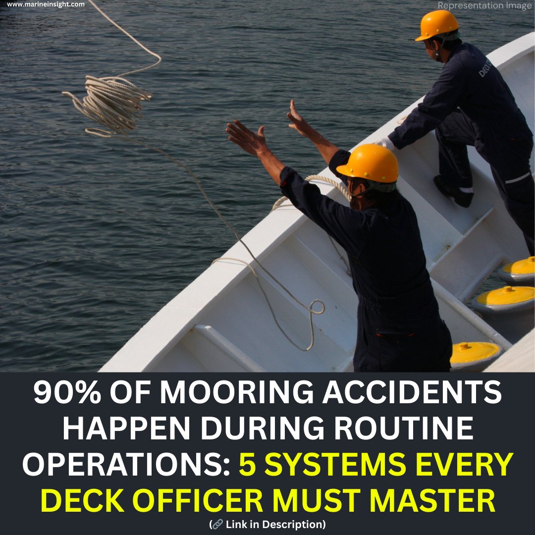 MarineInsight's tweet image. ⚓Mooring a ship is one of the most routine activities in port, yet it remains one of the most critical and risk-prone operations carried out on deck.

Read the full article: marineinsight.com/know-more/5-im…

#deck #shiplife #offshore #maritime #Mooring #MooringOperations #Port #Berthing