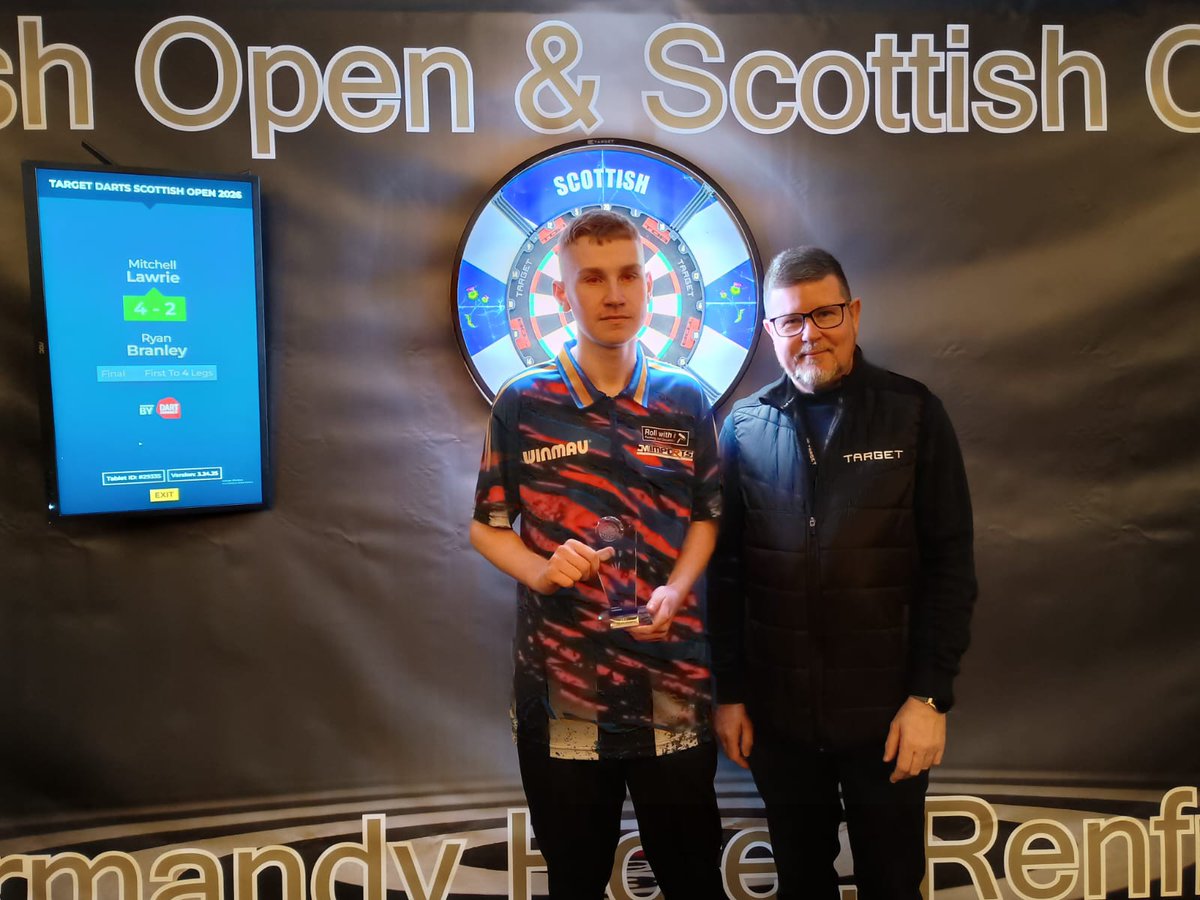 Arc9Sports's tweet photo. Mitchell Lawries take his second title of night beating Ryan Branley in The Target Scottish Open Boys #Darts final. https://t.co/lgm5zksTPT https://t.co/CO56VjABWh