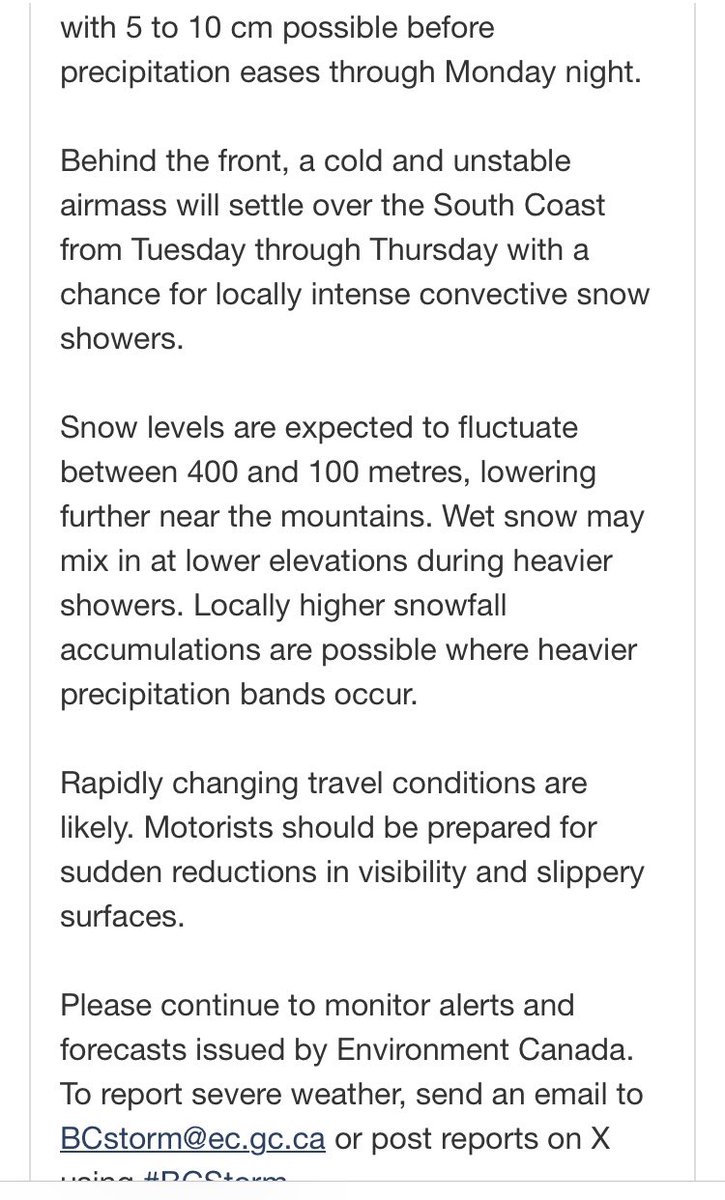 Special Weather statement issued at 11:28 AM for areas:
Metro Van including Burnaby/ Coquitlam proper
Howe Sound
Sunshine Coast
Fraser Valley West including Abbotsford &amp;Mission