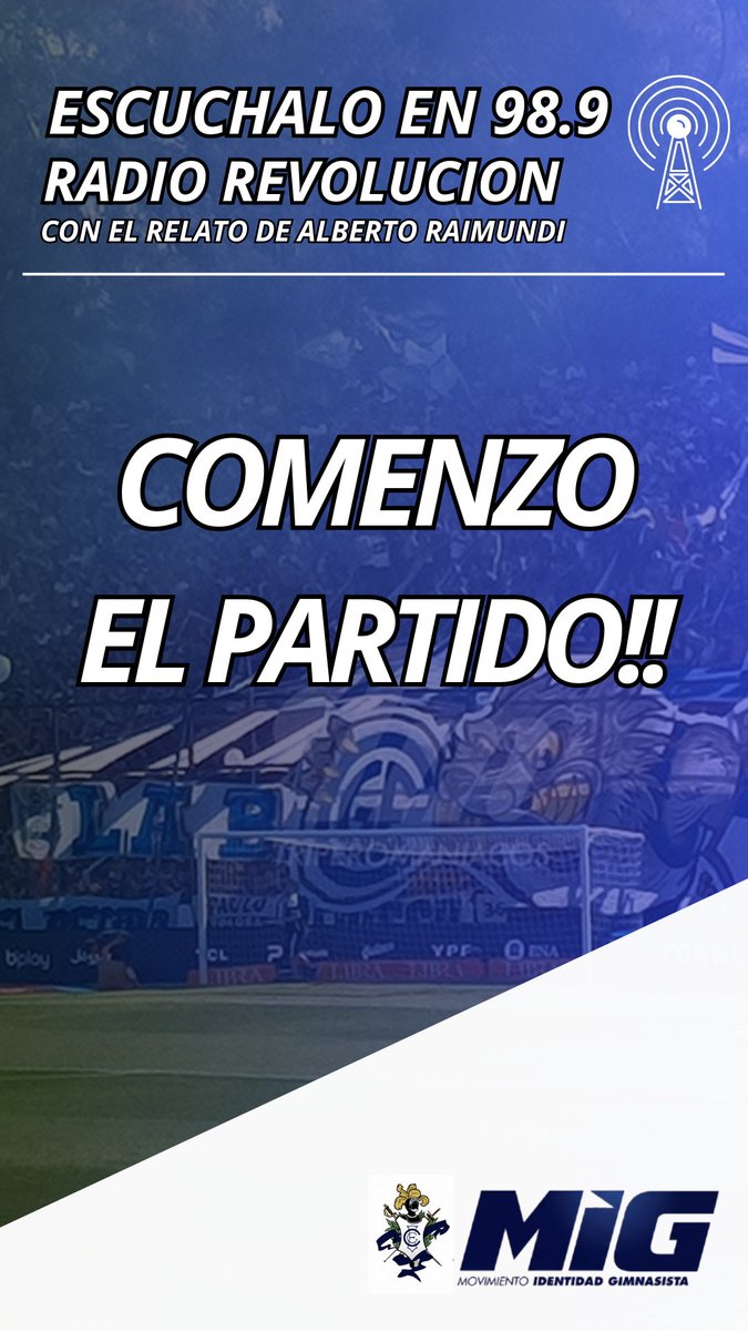 #MIGFUTBOL GIMNASIA YA JUEGA
vs #caperucita #5 #GrupoB #Apertura #GARCHAprofesional #2026 #afaNA EN EL #BOSQUE
RELATA <a href="/AlbertoRaimundi/">Alberto Raimundi</a>
POR #RadioRevolución 98.9 Y revolucion989.com.ar
#CGE #ARRIBAGIMNASIA <a href="/M_IG/">- MIG -</a> <a href="/Revolucion989/">REVOLUCION 98.9 Mhz</a> <a href="/losdeafueranos1/">losdeafueranosondepalo</a>