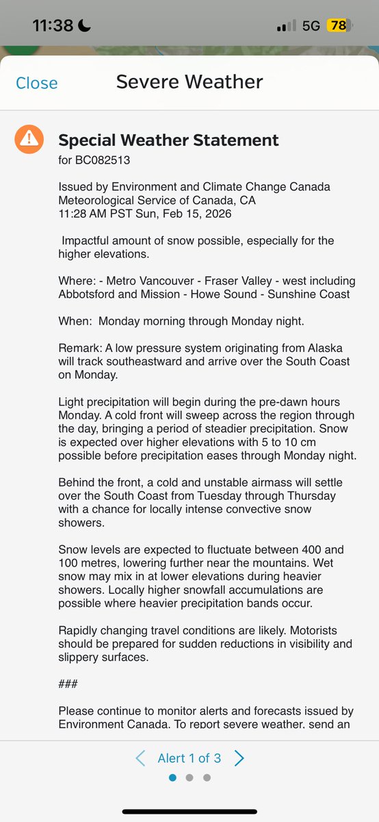 ElijahBman's tweet photo. #SpecialWeatherStatement posted by #EnvironmentCanada 5-10cm possible higher elevations. Prime suspects: West Wood Plateau, SFU, North Van, Capital Hill. Will do a post tonight on 18z data around 630pm. #bcstorm #snow https://t.co/FdZjLVboqB