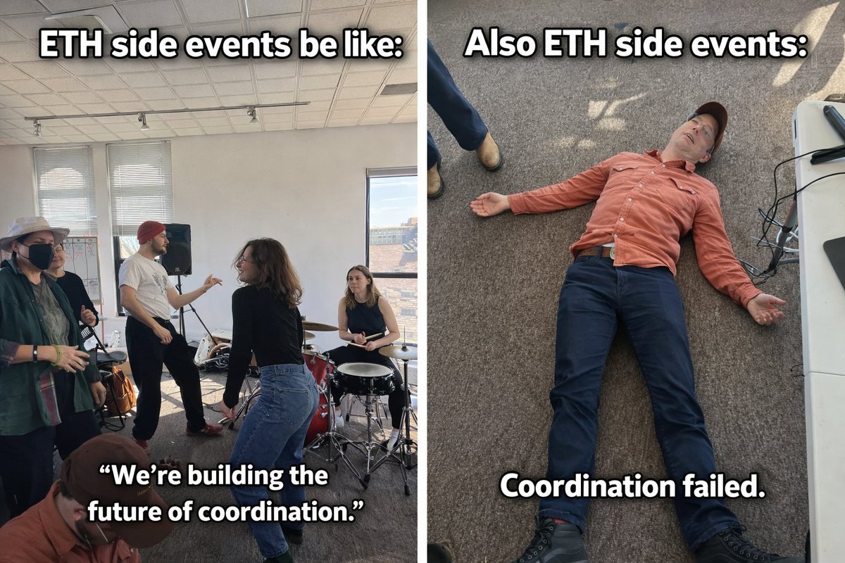 Two weeks. Two cities. One rally.

From jam sessions to brain-melting side events —
this is building culture onchain looks like.
Real people. Real moments.
Sometimes harmony. Sometimes coordination fails 😭

Mission stays simple:
Do Good. Have Fun.
<a href="/onchain_creator/">OnchainCreators™</a> 
@ETHBoulder