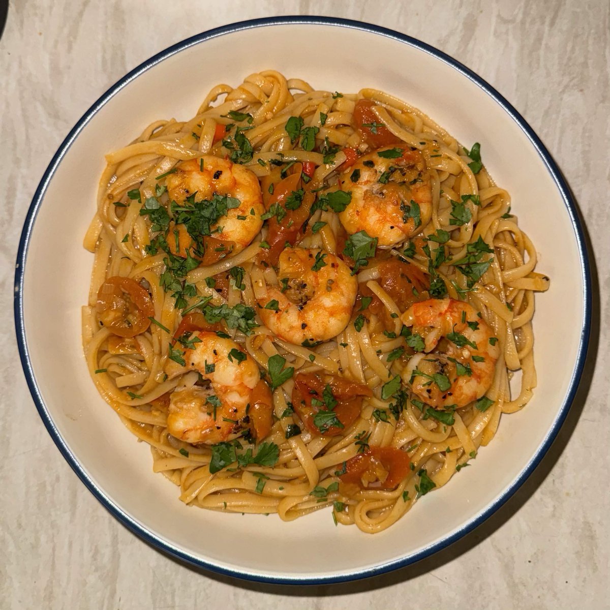 Spicy Tiger Prawn Linguine 🍤🍝