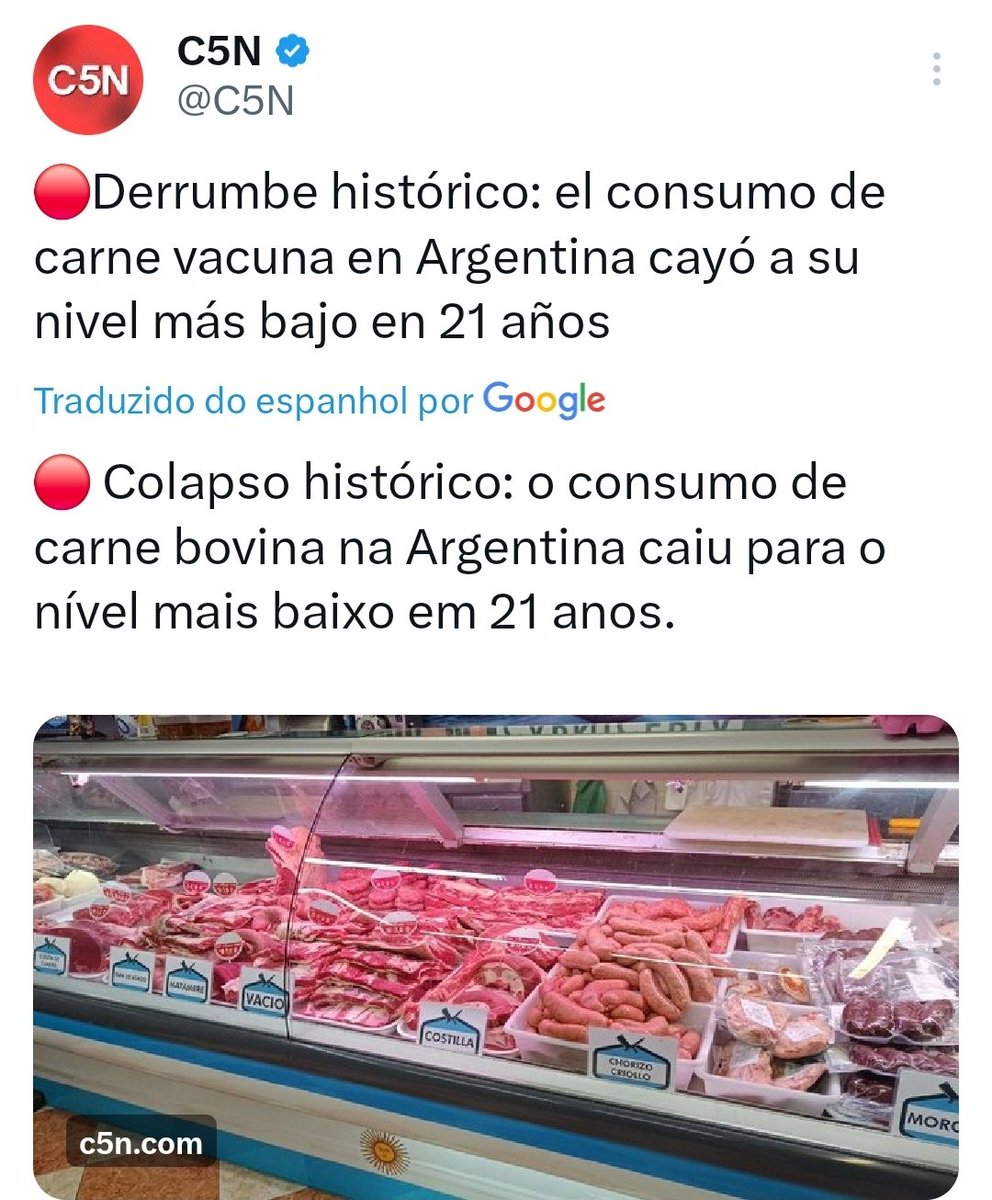 Enquanto o Lula fez o Brasil comer mais carne, o Milei na Argentina: