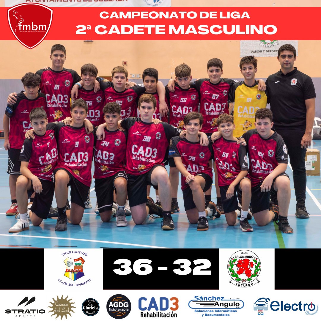 CAMPEONATO DE LIGA 🤾‍♂️🤾

🤾‍♂️Jornada 15 de febrero (2ª Cadete masculino)

➡️J4 - Criterio Olímpico - Grupo 4
BM 3Cantos 36 🆚 BM Coslada 32

#vamoscoslada❤️💚

cad3servicios.com
@electroicoslada
@fisioterapia_agdg
<a href="/sanchezangulo/">nysa</a>.sa
<a href="/cacaodelsol/">Cacao Del Sol Chocolate Shop</a>.es
@stratiosports