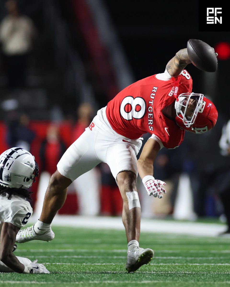 WR KJ Duff balled out for Rutgers in 2025 ⬇️

🗡️ 1,084 receiving yards (3rd in Big Ten)
🗡️ 18.1 yards per catch (2nd in Big Ten)
🗡️ 12.46 yard per target (12th in FBS)
🗡️ 81.2 PFSN Impact Score (7th in Big Ten)

One of the best returning players in America for 2026-27 🍿