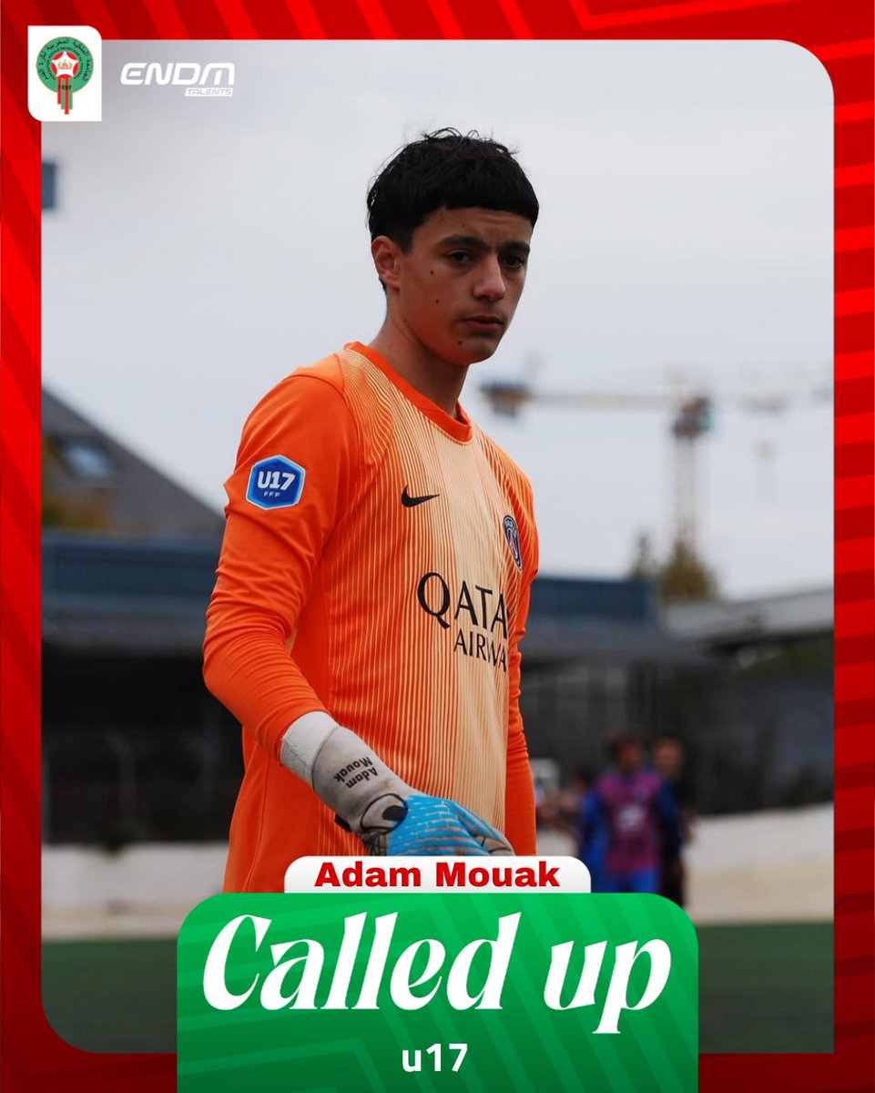 حارس باريس سان جيرمان أدم المواق مستدعي لمعسكر المنتخب المغربي لأقل من 17 سنة.
في باريس تم تصعيده مؤخرا لفريق أقل من 19 سنة.
#ENDM